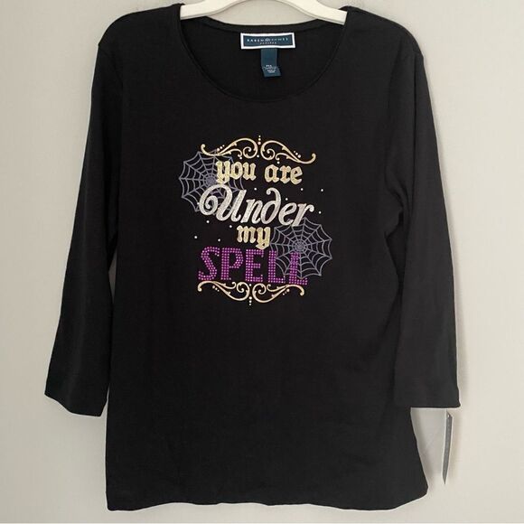 Karen Scott Women’s Long Sleeve Scoop Neck Halloween Teeshirt PS - Picture 1 of 2